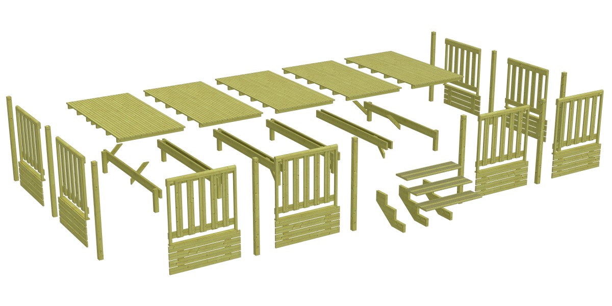 Vue éclatée d'une terrasse Deckit - Gamme Malte.