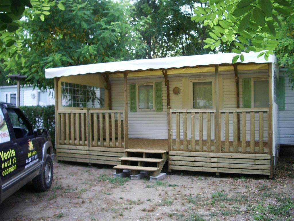 Terrasses bois PROKIT couverte - terrasses en bois pour mobilhome. Terrasse mobil-home montage trs rapide. 
