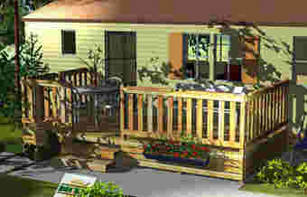 Terrasse pour mobilhome : construire sa terrasse en bois pour mobil home grace au kit terrasse deckit..