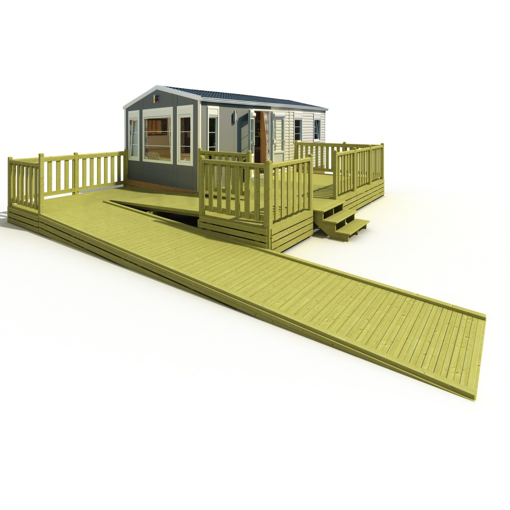 Terrasse-mobil-home-PMR1-sur-mobil-home Terrasse en bois pour mobil home avec rampe PMR
